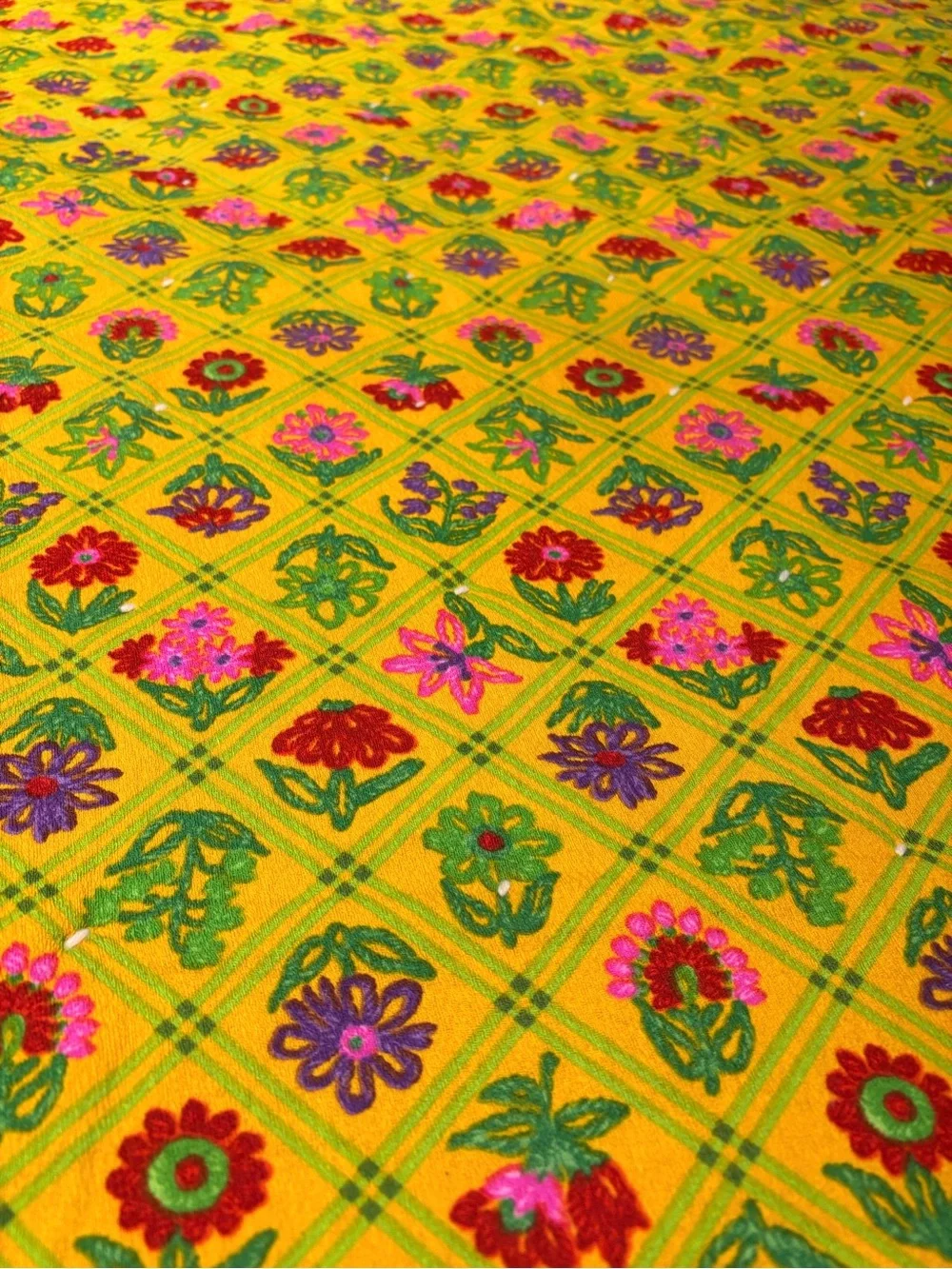 Handmade Patchwork Baby Quilt - Yellow, Pink, Green, Purple and Floral Pattern